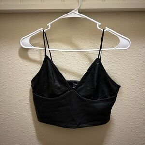 Black Faux Leather Top